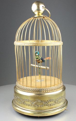 Small singing bird-in-cage, by Bontems