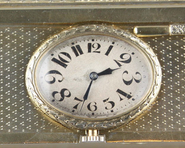 Silver gilt and enamel singing bird box with timepiece, by C. H. Marguerat