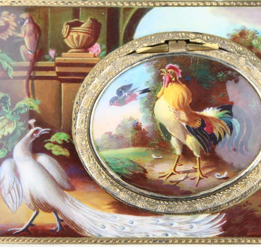 Silver-gilt and pictorial enamel singing bird box, by Karl Griesbaum