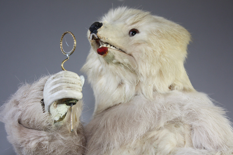 Very rare antique polar bear bubble-blowing automaton, by Roullet & Decamps